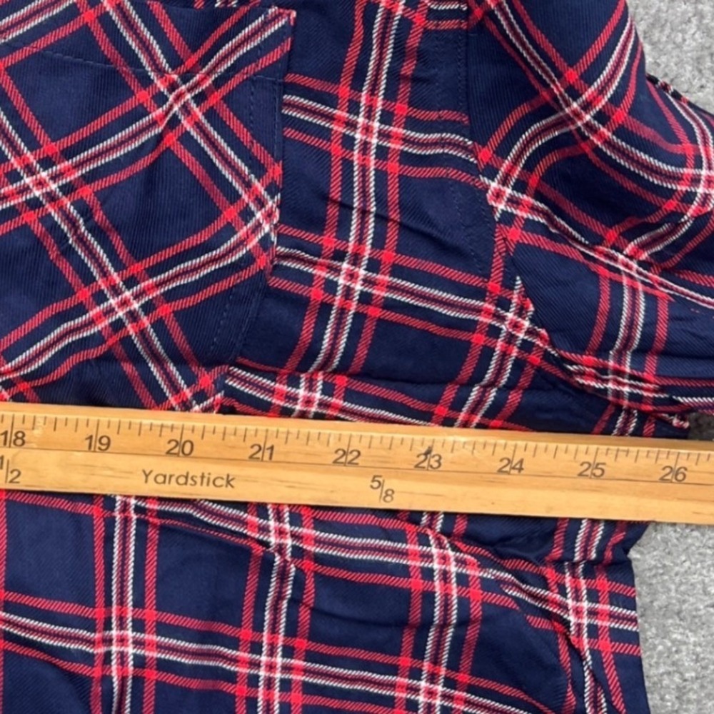 Zac & Rachel Plaid Button Down Shirt Size 2X Navy Red Rayon Lightweight NWT - Picture 7 of 10